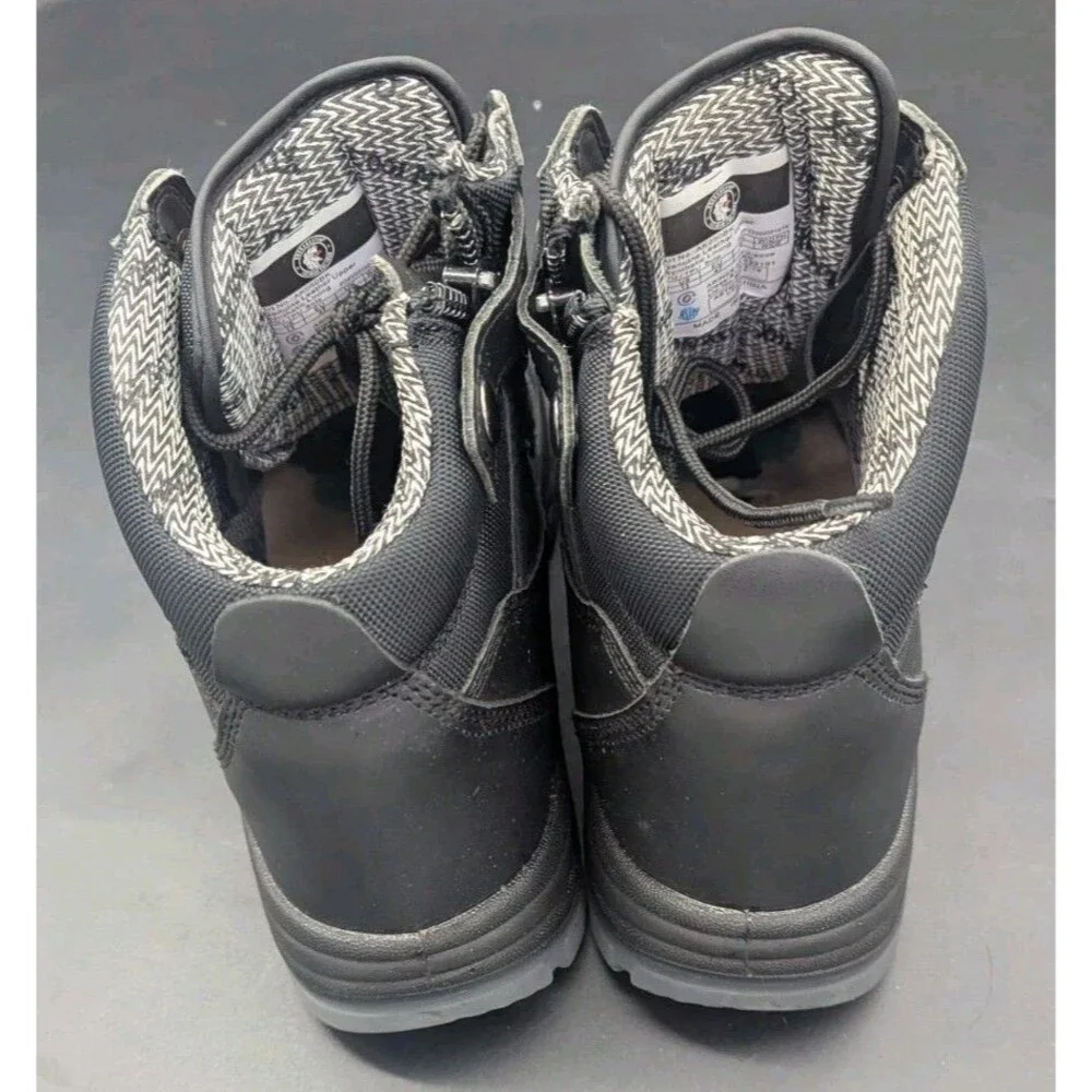 ROCKROOSTER Mens Black Work Boots, Steel Toe Side Zip Size 13 - NO INSOLES READ!